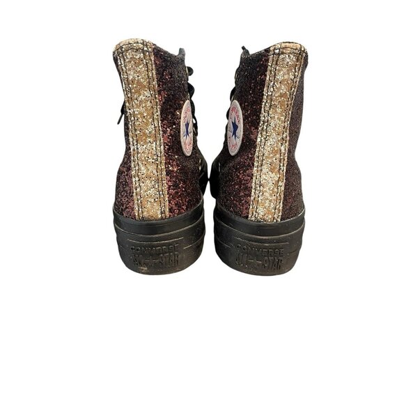Converse You Chuck Taylor All Star High Top Bling Glitter Sparkle Black Gold 5 - Picture 3 of 10